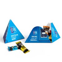 Pyramidenbox mit Lindt HELLO Mini Sticks individuell mit Werbung oder Logo bedruckt