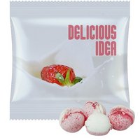 Erdbeere-Joghurt Bonbons ca. 15g in Midi-Tüte mit Werbung