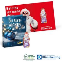 Werbe-Klappkarte Milka Weihnachtsmann mit individuellem Logo