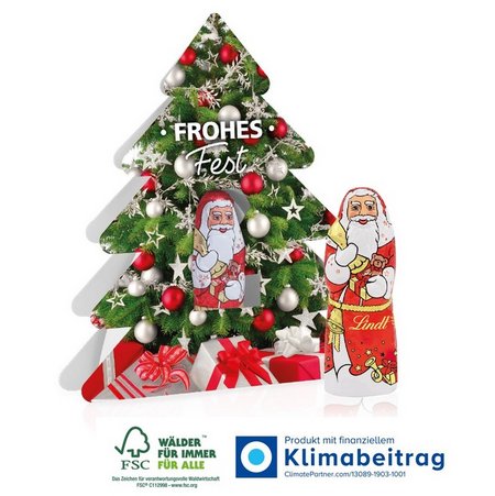 Weihnachtsbaum mit Nikolaus mit Werbung