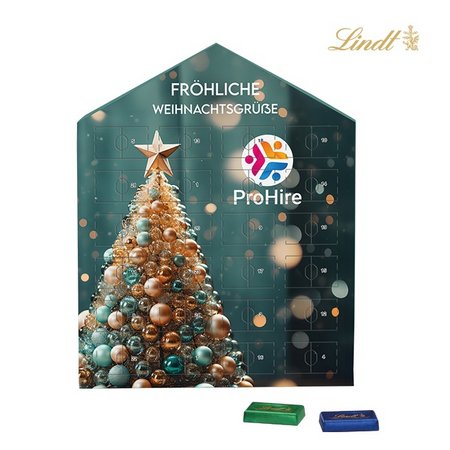 Täfelchen Adventskalender Haus Lindt mit Logo