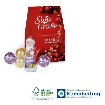 Präsent Christmas Minis Milka Alpenmilch Schokoladenmischung mit Logo