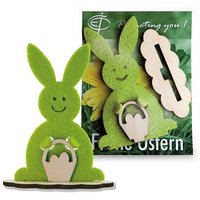 Steckfigur Hase in Werbekarte mit Logo 