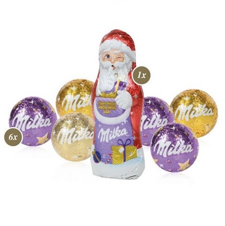Füllung Präsent Christmas Minis Milka Alpenmilch Schokoladenmischung mit Logo