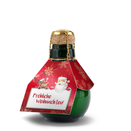 Kleinste Sektflasche Fröhliche Weihnachten mit Logo