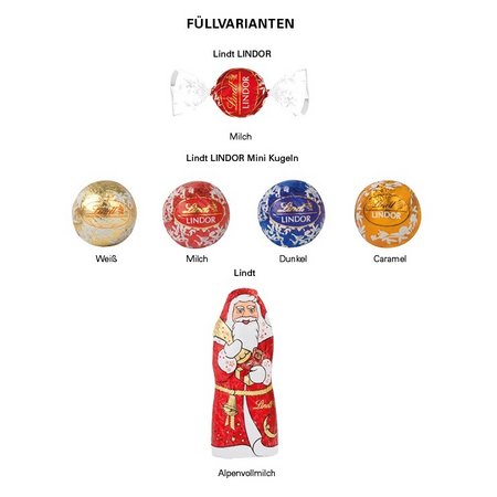 Füllvarianten Klappbox S Weihnachten Lindt mit Logo