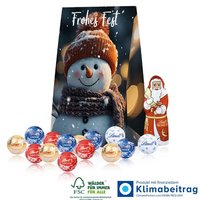Graspapier Geschenktüte mit Lindt Santa & Lindt Minis mit Logo