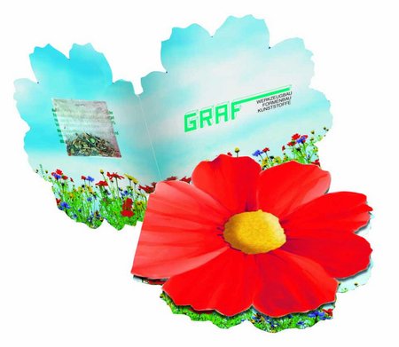 Klappkärtchen Blüte mit Logo