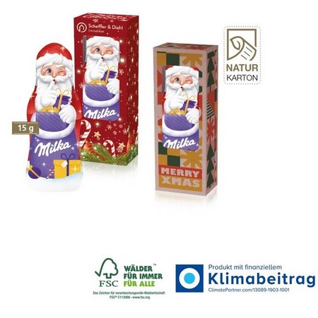 Milka Weihnachtsmann 15g mit Logo