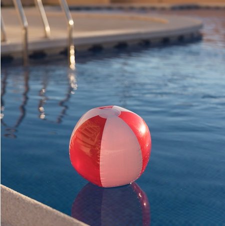 Strandball Zeusty rot-weiß mit eigenem Logo