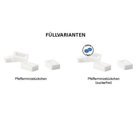 Füllvarianten Pfefferminzriegel mit Logo