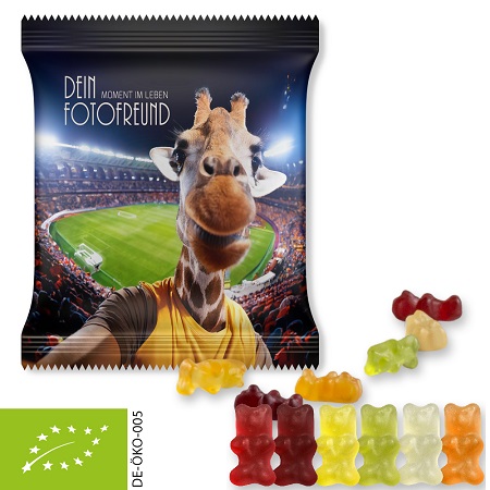 Bio Gummibärchen mit Gelatine 50g in Maxi-Tüte mit Logo