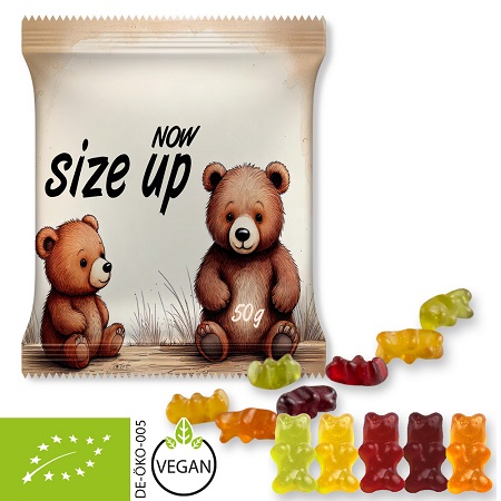 Bio Gummibärchen ohne Gelatine 50g in Maxi-Tüte mit Logo