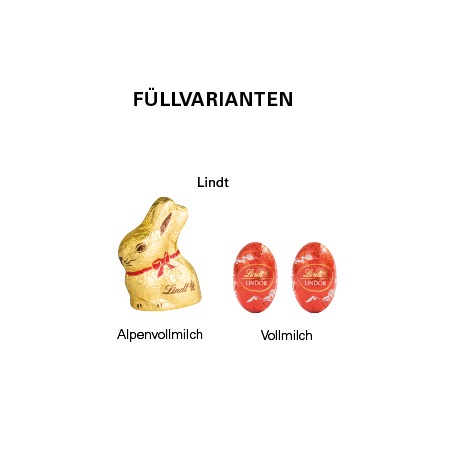 Füllvarianten Klappbox S Lindt mit Logo