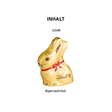 Inhalt Oster Box Lindt Osterhase 10g mit Logo