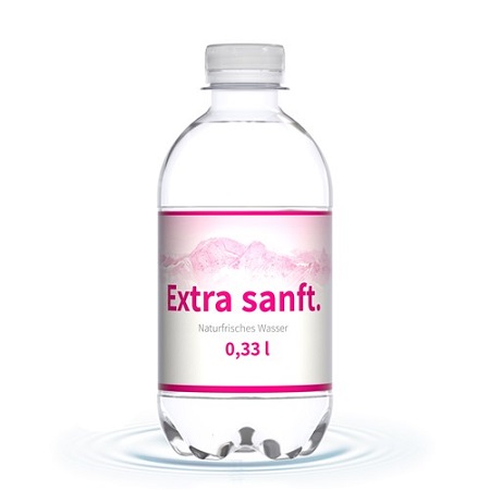 Mineralwasser in PET-Flasche 330 ml extra sanft mit Logo