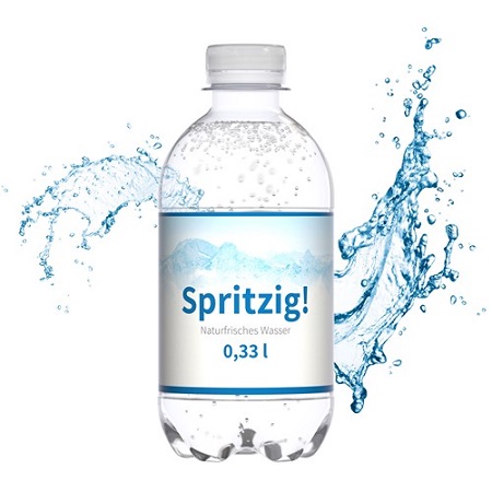 Mineralwasser in PET-Flasche 330 ml spritzig mit Logo