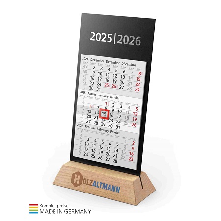 Premium-Tischkalender Desktop Wood 3 Bestseller  mit Logo